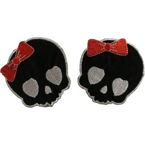 🔥2 Velvet Goth Skull Bow Iron-On Patches